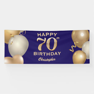 70. Geburtstagsparty Navy Blue and Gold Balloons Banner