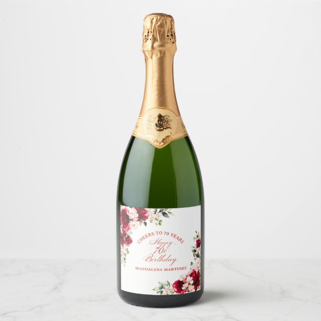 70. Geburtstagsparty Rosa Blumenmuster (Vorderseite)