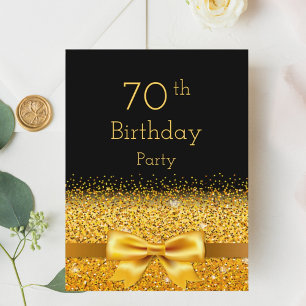 70. Geburtstagsparty schwarze Goldbug Einladung Postkarte