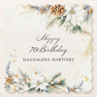 70. Geburtstagsparty White Winter Floral Custom