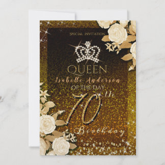 70. Glittering Crown Gold Geburtstag Einladung