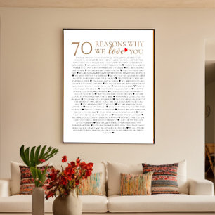 70 Gründe, warum wir dich lieben 70. 75. Geburtsta Poster