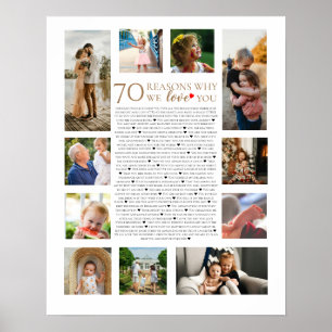 70 Gründe, warum wir dich lieben Fotocollage Gebur Poster