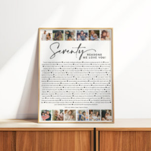 70 Gründe, warum wir dich lieben Geburtstagsfotoco Poster