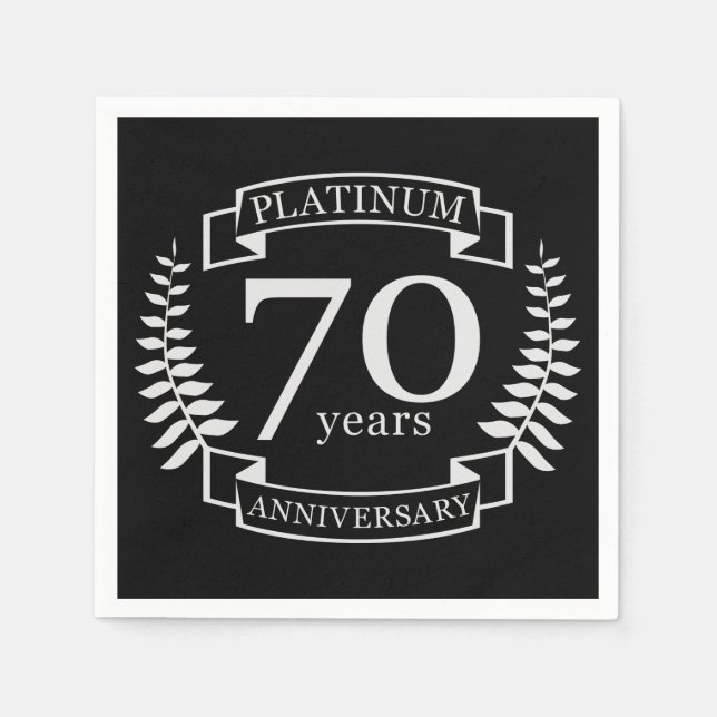 70. Hochzeit JAHRESPLATINUM Serviette (Vorderseite)