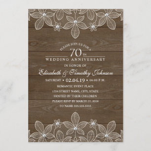 70. Hochzeit Jubiläum Rustikale Holzlandschaft Einladung