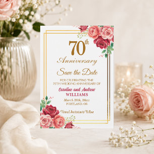 70. Hochzeitsjubiläum Goldrahmen Blumen Save The Date