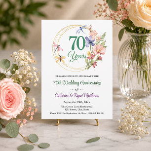 70. Hochzeitsjubiläum Goldrahmen Floral Einladung