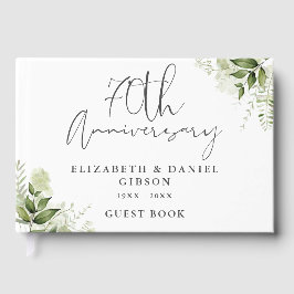 70. Hochzeitsjubiläum Greenery Floral Foto Gästebuch