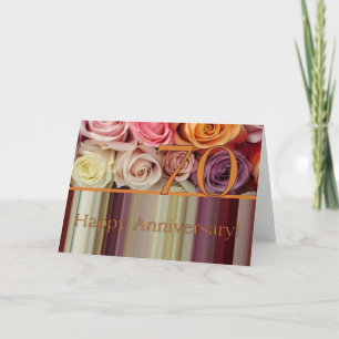 70. Hochzeitsjubiläumskarte -Pastellrosen-Streifen Karte