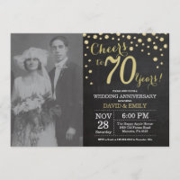 70. Hochzeitstag Chalkboard Black and Gold