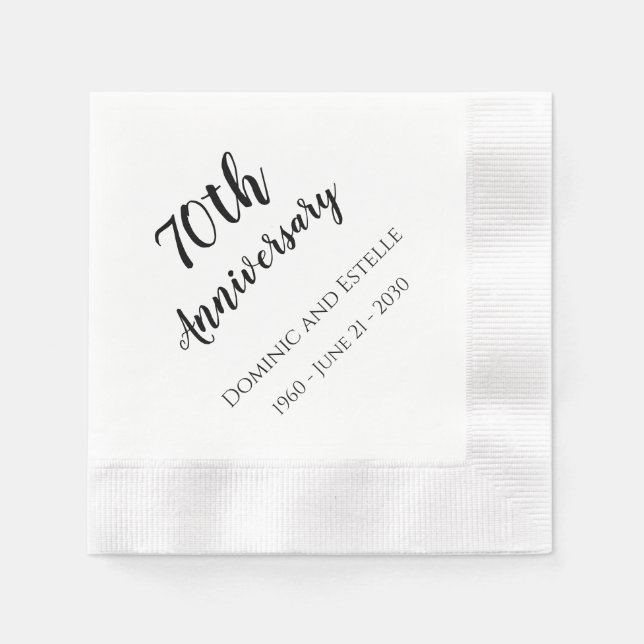 70. Hochzeitstag Napkins Custom Serviette (Vorderseite)