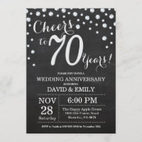 70. Hochzeitstag Schwarzes Silber Chalkboard