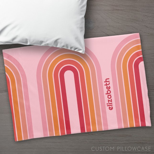 70 Inspirierte Line Art Sunset Roter Orange Rosa B Kissenbezug (Custom Pillowcase)