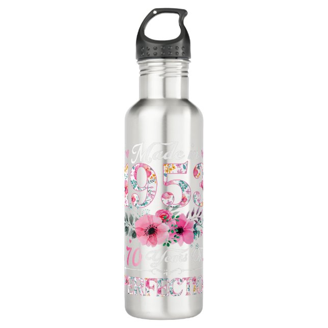 70 Jahre alt 1953 Blumengeschenk 70. Geburtstag Edelstahlflasche (Vorderseite)