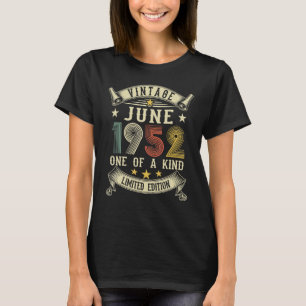 70 Jahre alt 70. Geburtstag Vintag Juni 1952 Retro T-Shirt