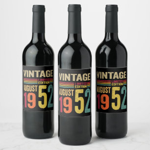70 Jahre alt Geschenke Vintager August 1952-70. Weinetikett