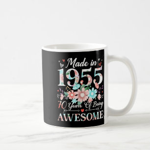 70 Jahre alt, hergestellt 1955, Blumen 70. Geburts Kaffeetasse