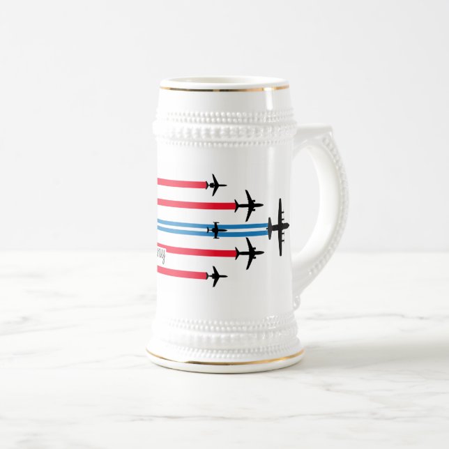 70 Jahre feiern, Flugzeug des 86W Biersteins Bierglas (VorderseiteRechts)