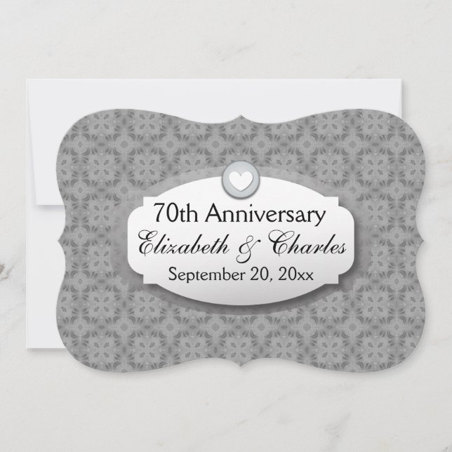 70 Jahre Hochzeitstag Platinum Z03 Einladung (Vorderseite)
