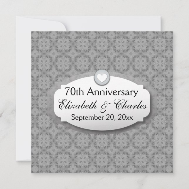 70 Jahre Hochzeitstag Platinum Z03 Einladung (Vorderseite)