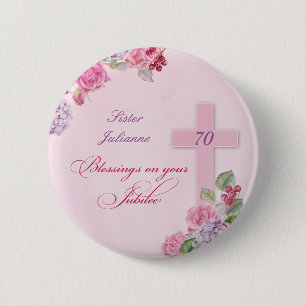 70. Jubiläum des Ordenslebens Katholische Nonne Button
