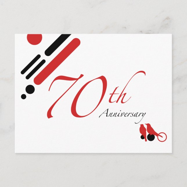 70. Jubiläum (Mod-Vögel) Postkarte (Vorderseite)