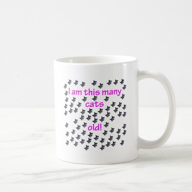70 Katzen-Köpfe alt Kaffeetasse (Rechts)
