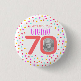 70. kundenspezifisches Foto bunter korallenroter Button