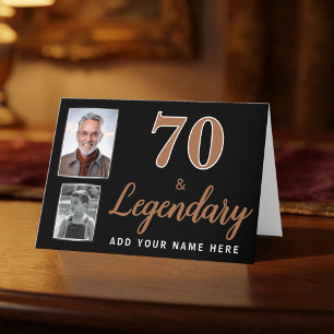 70 & Légendaire 2 Photos Carte d'anniversaire 70 a
