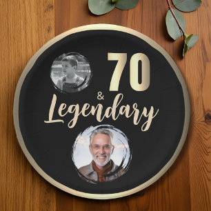 70 & Legendary 2 Fotos 70. Geburtstag Gold Pappteller