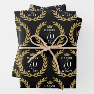 70 Na und Lustiger Lorbeerkranz Krone 70. Geburtst Geschenkpapier Set