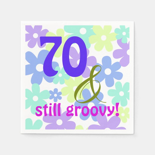 70 & noch immer groovy! Birthday Paper Cocktail Na Serviette (Vorderseite)
