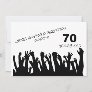 70. Party Einladung mit jubelnden Menschenmengen
