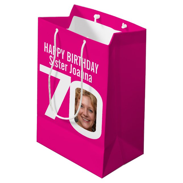 70 photo dans le sac cadeau d'anniversaire rose bl (Dos Angle)