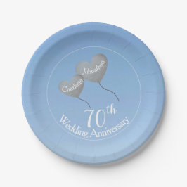 70. Platin-Jubiläum-Herzballons Pappteller