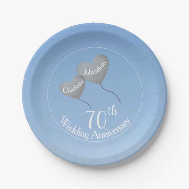 70. Platin-Jubiläum-Herzballons Pappteller (Vorderseite)