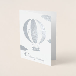 70. Platinum Heißluftballon Hochzeitstag Folienkarte