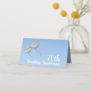 70. Platinum Hochzeitstag Herzballon Platzkarte