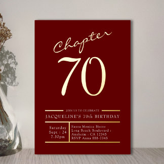 70 Red 70. Geburtstagsparty Gold Folieneinladung