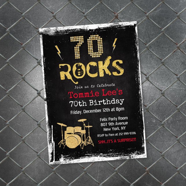 70 Rocks Rockstar Gitarre 70. Geburtstag Einladung (Von Creator hochgeladen)