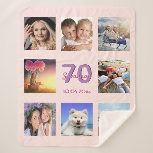 70. Rose Gold Rosa Rosa Foto Collage Sherpadecke (Vorderseite)