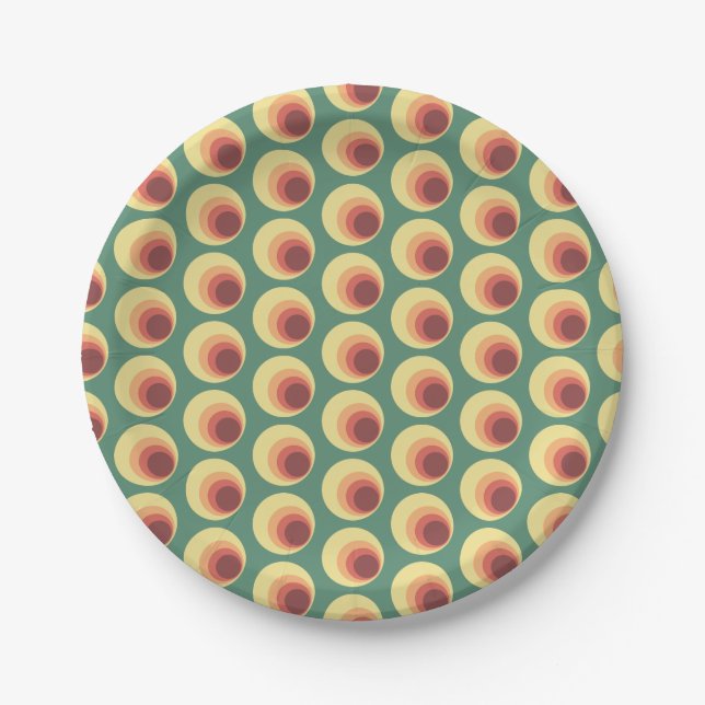 70’s Retro Inspirred Circle Pattern Pappteller (Vorderseite)
