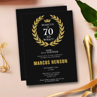 70 so Was Funny Laurel Wreath 70. Geburtstag Einladung