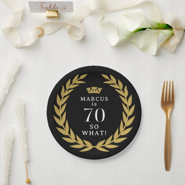 70 So, was Funny Laurel Wreath Crown 70. Geburtsta Pappteller (Hochzeit)
