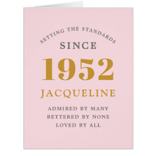 70 th Birthday Name 1952 Pink Elegant Chic Card