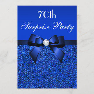 70. Überraschungs-Party-königliches Blau-Sequins Einladung