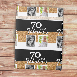70 und Fabelhaft Gold Glitter 2 Foto 70. Geburtsta Geschenkpapier