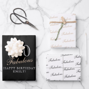70 und fabelhafte Elegant Black 70. Geburtstag Geschenkpapier Set