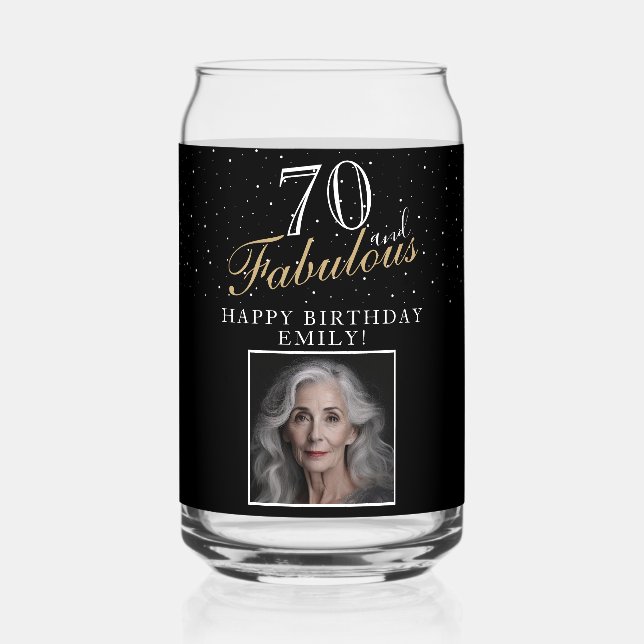 70 und fabelhafte Elegant Black Foto 70. Geburtsta Dosenglas (Vorderseite)